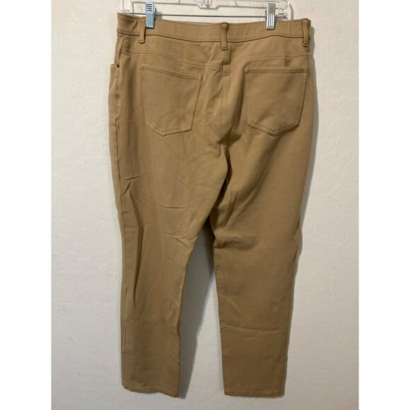 Chico's Sz 2.5 (US L 14) Stretch Knit Pants Tan Elastic Waist - Picture 4 of 6